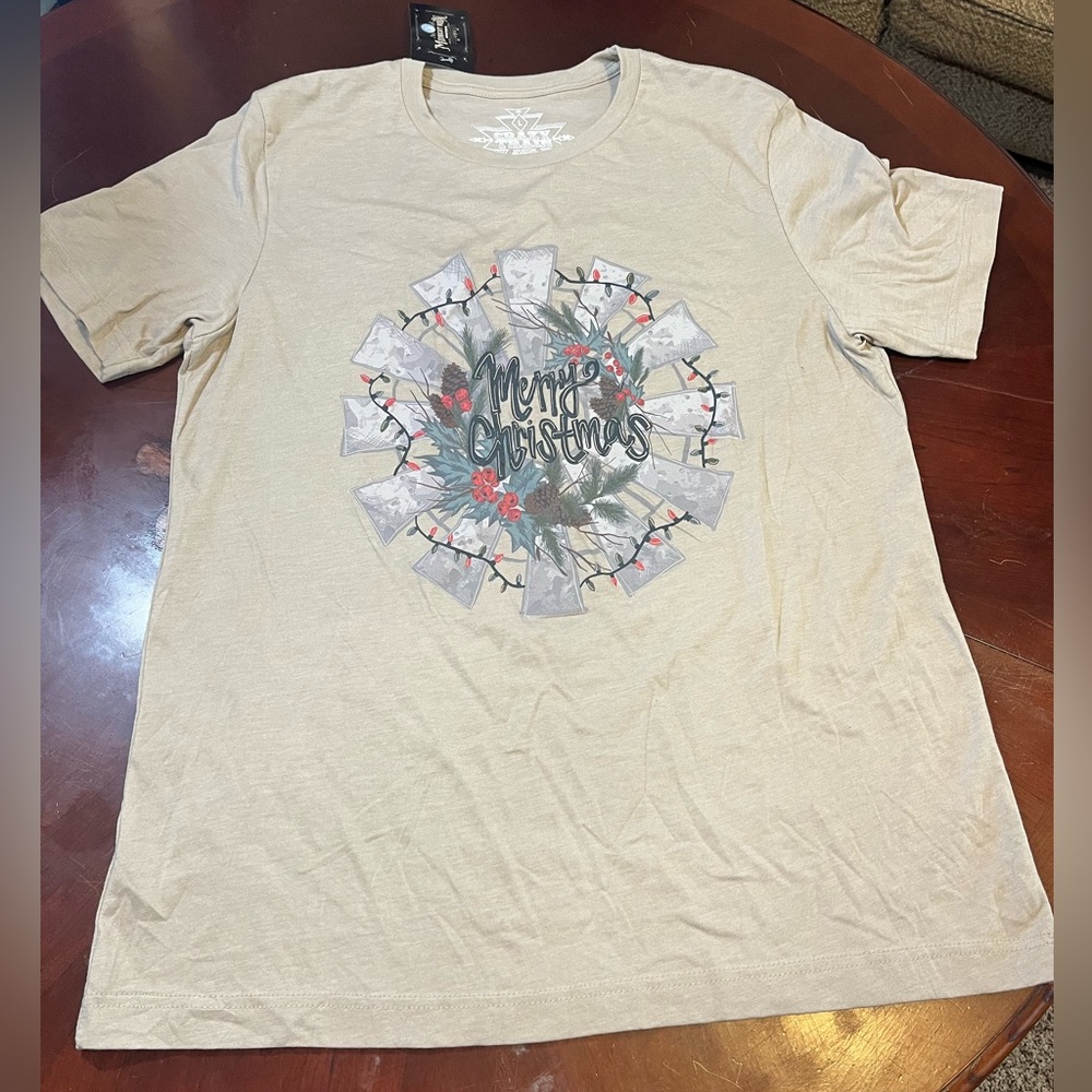 Merry Christmas Windmill tee by Crazy Train sz Large